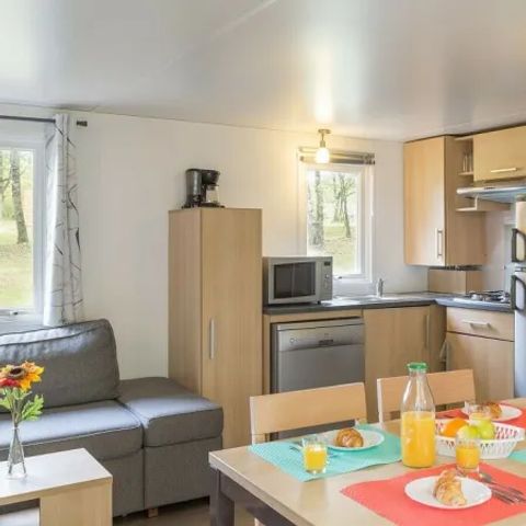 Stacaravan 6 personen - Premium 3 slaapkamers 2 badkamers Lounge