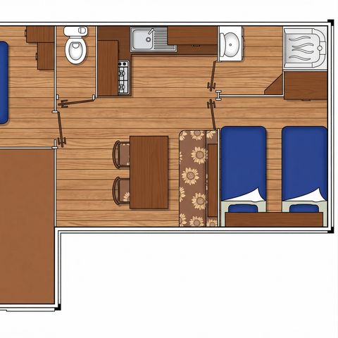Stacaravan 6 personen - 2 slaapkamers - TV