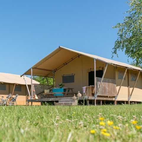 Safaritent 6 personen - Houten lodge 2 slaapkamers zonder sanitair