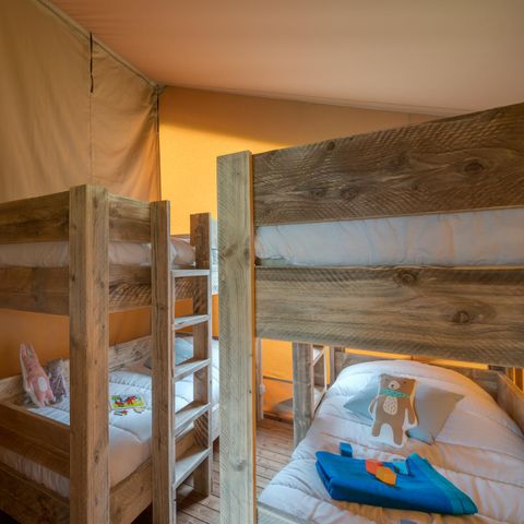 Safaritent 6 personen - Woody Lodge, Airconditioning - 2 slaapkamers