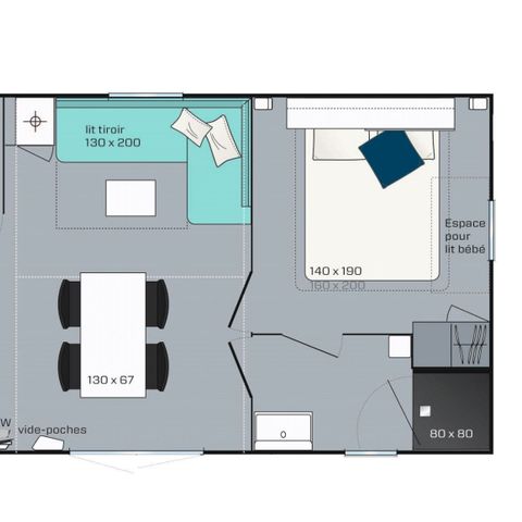 Stacaravan 6 personen - Vakantiehuis Brasilia 4/6 pers 2 Ch 1 Sdb ***