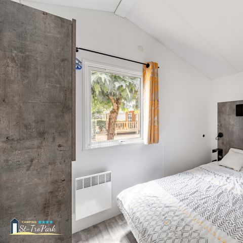 Stacaravan 6 personen - Stacaravan Premium 33m² (3 kamers) + Afwasmachine + bed van 160cm + halfoverdekt terras van 15m²