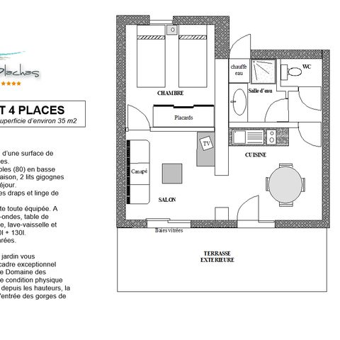 VAKANTIEHUIS 4 personen - PAVILJOEN TV-TERRAS