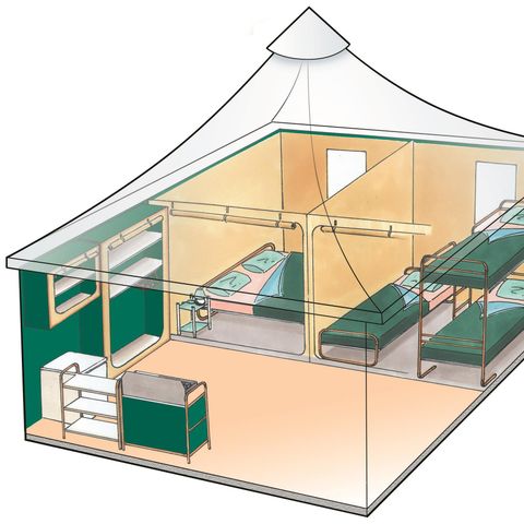 Glampingtent 5 personen - Bungalow Toilé Confort 25 m² 2 kamers + terras 15m² 5 pers