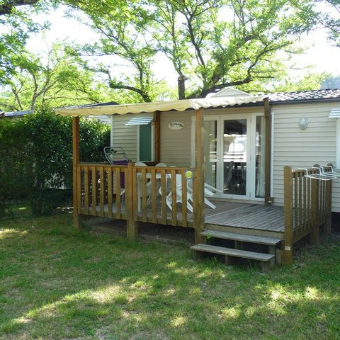 Stacaravan 5 personen - Stacaravan Comfort 32 m² 2 kamers + terras 12m² halfoverdekt (9m²) + TV 4/5 pers