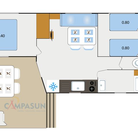 Stacaravan 4 personen - Caribische Stacaravan - 24m² - 2 Slaapkamers