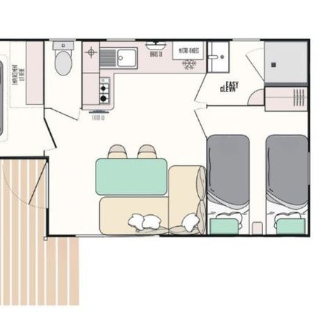 Stacaravan 7 personen - Stacaravan Evasion+ 7 personen 2 kamers 28m² - stacaravan