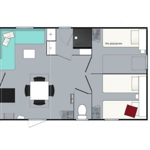 Stacaravan 8 personen - Loisir+ 8 personen 3 kamers 34m².