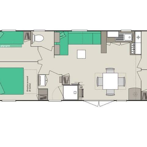 Stacaravan 8 personen - Confort+ 8 personen 4 kamers 37m² - stacaravan voor 8 personen