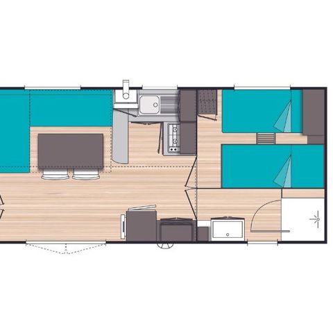 Stacaravan 6 personen - Evasion+ 6 personen 2 kamers 23m² - voor 6 personen