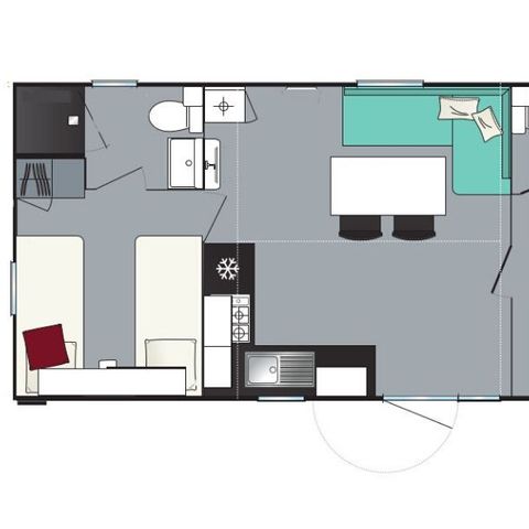 Stacaravan 6 personen - Evasion+ 6 personen 2 slaapkamers 2badkamers