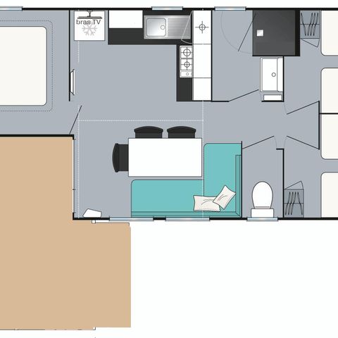 Stacaravan 6 personen - Stacaravan Loisir+ 6 personen 3 kamers 30m² - stacaravan voor 6 personen