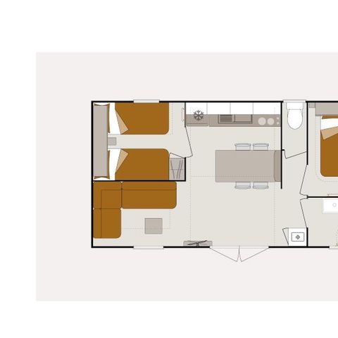Stacaravan 6 personen - 4/6 personen 2 slaapkamers, LUXE en vijverzijde, 31m2 categorie 4