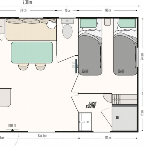 Stacaravan 4 personen - MH Riviera suite TOP 2Ch 4P
