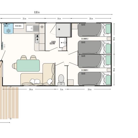 Stacaravan 6 personen - Prestige+ 3 sl.k. 6 pers - 31 m² - Frankrijk