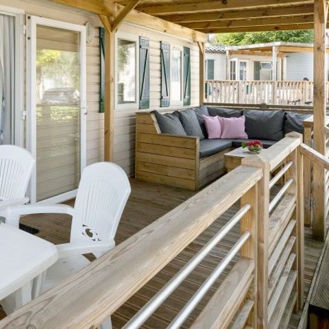 Stacaravan 6 personen - Premium | 2 Slaapkamers | 4/6 Pers. | Terras Lounge | Air-con.