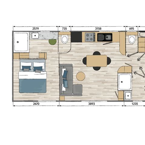 Stacaravan 6 personen - TULUM, LUXE - 3 Slaapkamers - ZONDAG