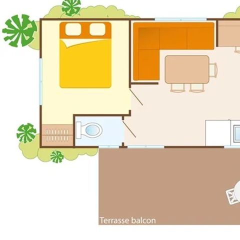 Stacaravan 6 personen - Mobile-home | Comfort XL | 2 slaapkamers | 4/6 pers. | Verhoogd terras | Airconditioning.