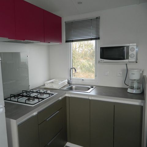 Stacaravan 8 personen - PREMIUM 36m² (3 kamers) + Terras - Zicht op zee