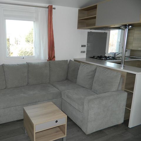 Stacaravan 6 personen - Premium 40m² (3 kamers) + Terras - Uitzicht op zee