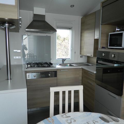 Stacaravan 6 personen - Premium stacaravan 40 m² (3 slaapkamers) + terras – uitzicht op zee, 6 personen