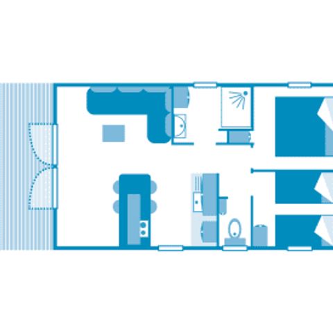 Stacaravan 6 personen - Vakantiehuis Roselière 4p 2bed Clim Premium