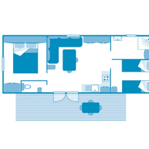 Stacaravan 5 personen - Huisje KLEUREN 4/5p 2ch ***
