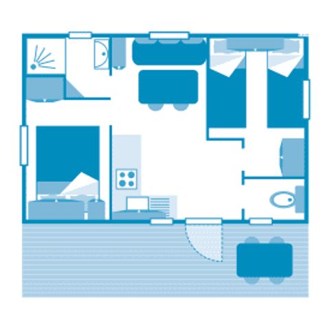 Stacaravan 4 personen - Cottage 4p 2ch ** (in het Frans)