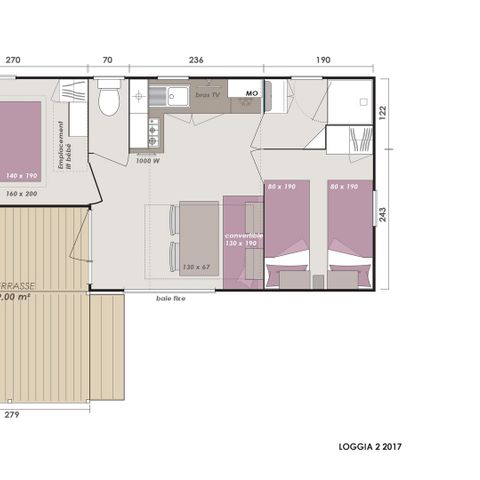Stacaravan 5 personen - Cottage Confort - 2 slaapkamers