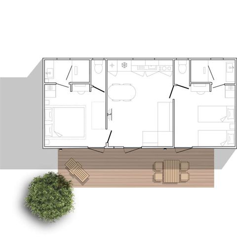 Stacaravan 4 personen - Sunêlia Prestige 33m²,4pl - 2bed