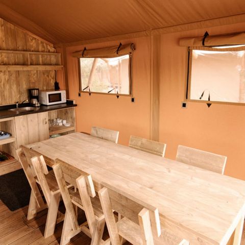 Safaritent 6 personen - Rivierlodge 49m², 6pl-3ch