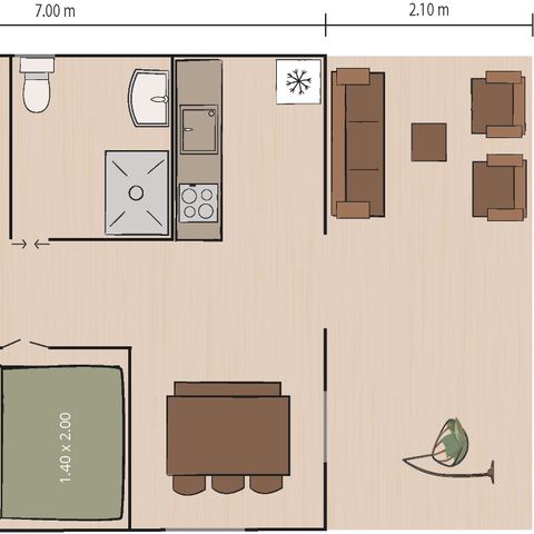 Safaritent 5 personen - Safaritent + sanitair + airco (6P)