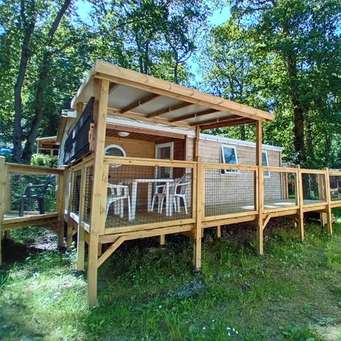 Stacaravan 4 personen - Standard Bois 31m² 3 kamers + halfoverdekt terras 18m² + TV