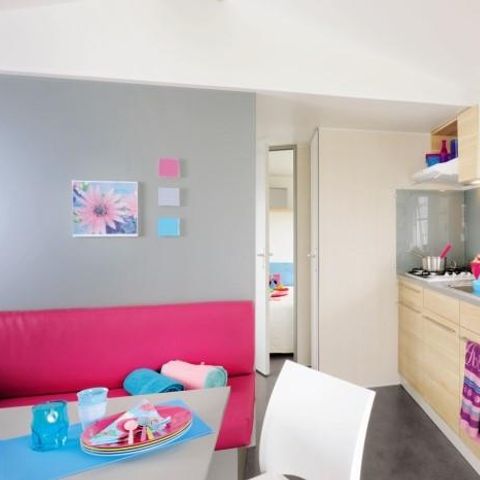 Stacaravan 4 personen - Standard Bois 31m² 3 kamers + halfoverdekt terras 18m² + TV