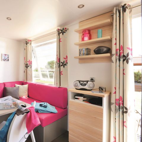 Stacaravan 2 personen - Comfort 18m² 1 kamer + halfoverdekt terras + TV