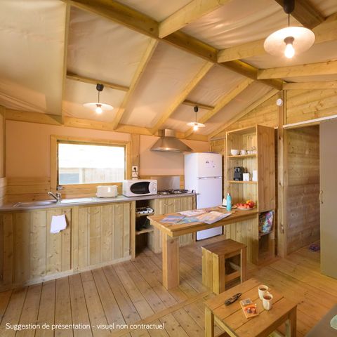 Stacaravan 4 personen - Cosyflower Premium op palen 38m² - 2 kamers + TV + Bedlinnenpakket + handdoeken overdekt terras 11m²