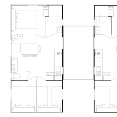 Stacaravan 12 personen - Stacaravan Tribu 12 personen 6 slaapkamers 2 badkamers