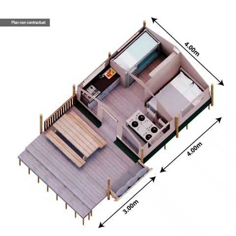 Safaritent 4 personen - CABANE SUR PILOTIS (4 slaapplaatsen)