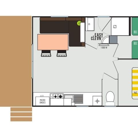 Stacaravan 5 personen - Evasion voor 5 personen 2 kamers 23m² (23m²)