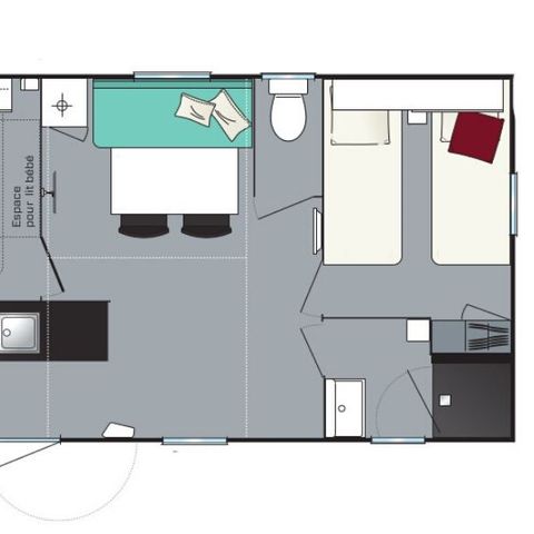 Stacaravan 6 personen - EVASIE - 2 slaapkamers - TV
