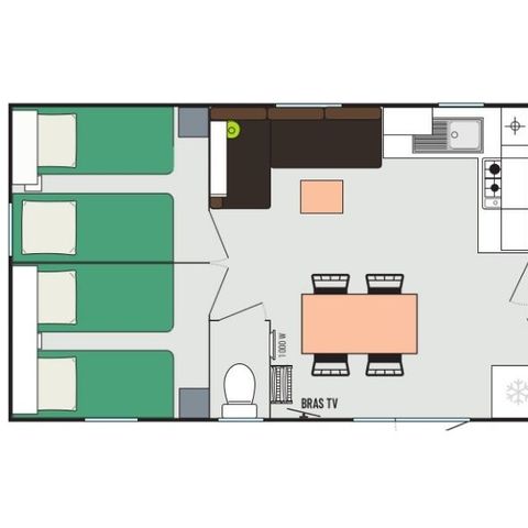 Stacaravan 6 personen - LEISURE - 3 slaapkamers - TV