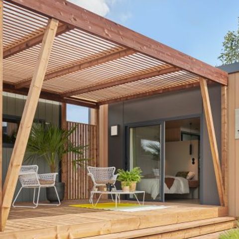 Stacaravan 3 personen - Sunêlia Luxe Taos Spa 1bed. 2 pers - 19m2 - Exotische pergola