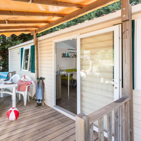 Stacaravan 6 personen - Mobile-home | Comfort XL | 2 slaapkamers | 4/6 pers. | Verhoogd terras | Airconditioning