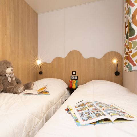 Stacaravan 6 personen - Bungalow Sapin - 32m² met halfoverdekt houten terras