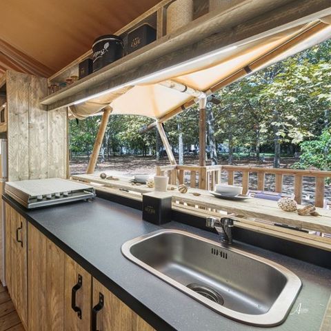 Glampingtent 7 personen - Luxe Lodge 6/7 personen (2 slaapkamers)