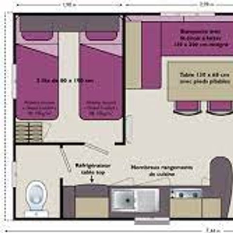Stacaravan 5 personen - voor 4 personen in zone B
