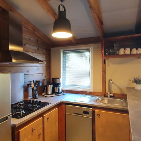 Chalet 5 personen - Eco-Lodge VIP 35m² met uitzicht op de speeltuin, 2 slaapkamers, 1 badkamer (beddengoed inbegrepen)