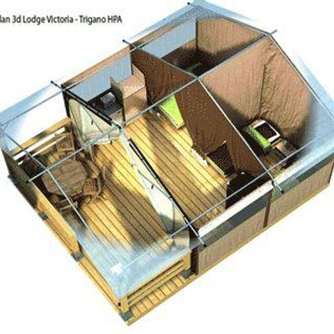 BungalowTent 5 personen - Bungalow Toilé 2 kamers 30m² (2-slaapkamerbungalow)