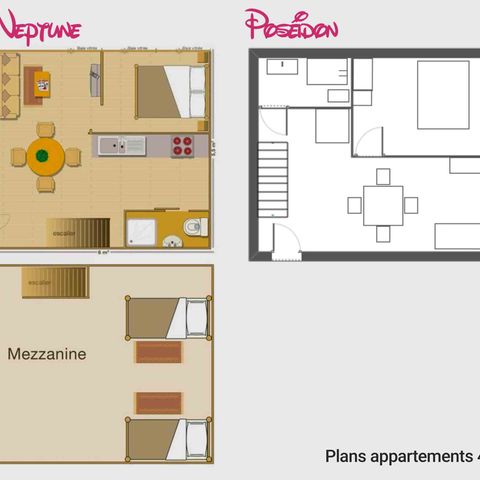 Appartement 4 personen - 3-kamer appartement met mezzanine 45m² - 2 slaapkamers - Airconditioning en TV - Zee- en zwembadzicht