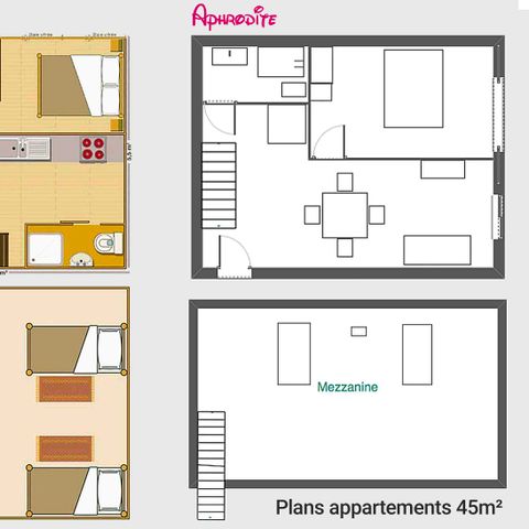 Appartement 4 personen - 3-kamer appartement Home 45 m² - 2 slaapkamers - Airconditioning en TV